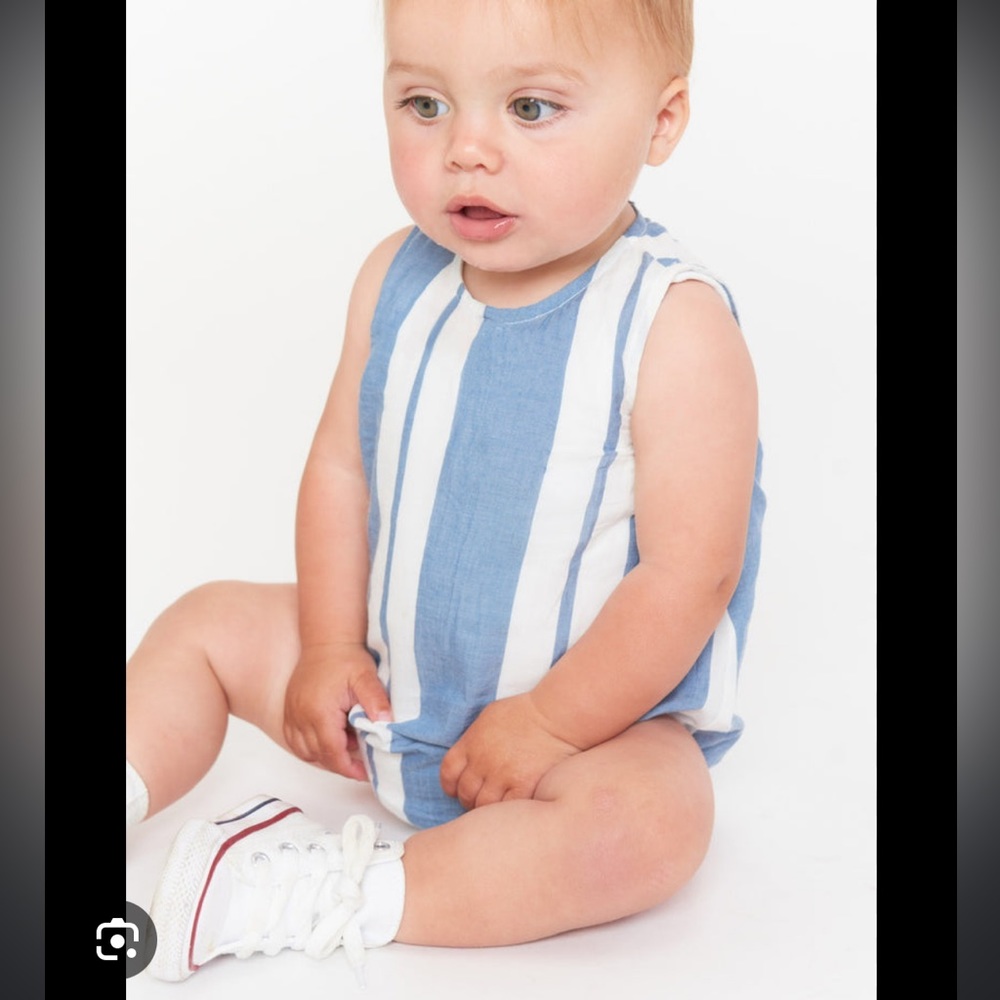 Show me your mumu sailboat stripe baby bubble romper